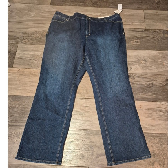 CJ Banks Denim - CJ Banks Barely Boot Straight Fit Jeans Womens 22W Mid-Rise Dark Wash Denim New